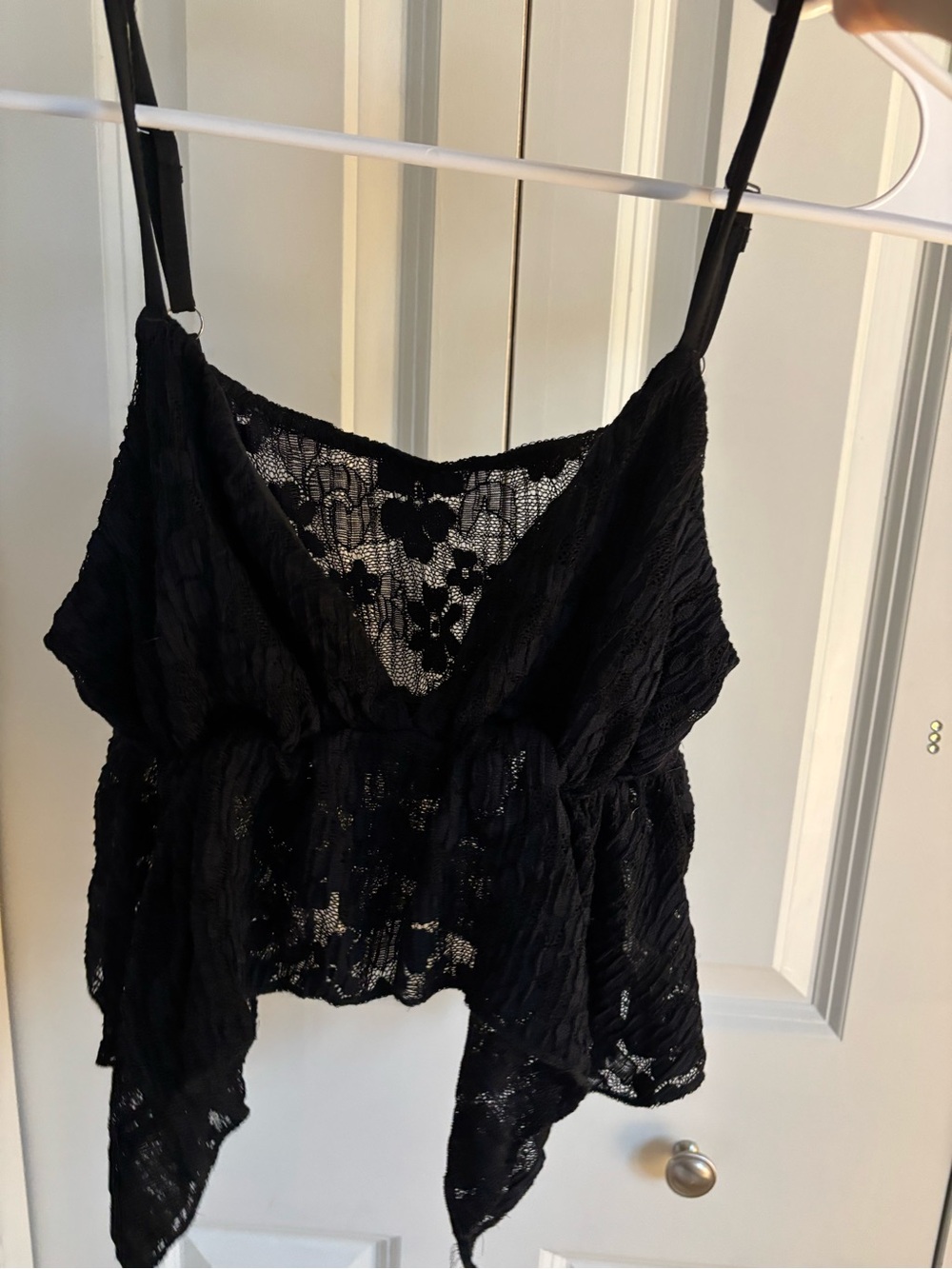Black Lace Cropped Going Out Tank Top